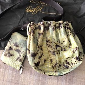 Donald J Pliner python drawstring bag RARE VTG